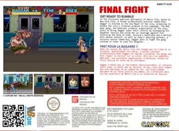 Final Fight (Europe) box cover back